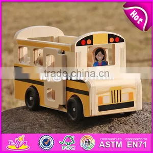2017 New Design Toddlers go Sightseeing Wooden Bus Toys W04A340 thumbnail-5