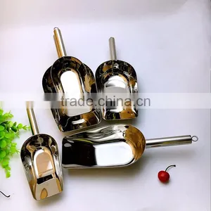 Factory Stainless Steel Ice Bucket Scoop Sugar Shovel Flat Bottom Scoop thumbnail-1