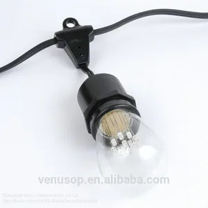 String Light Supplier, Commercial String Lighting, Patio String LED S14 Bulb + Black Wire Suspend thumbnail-1