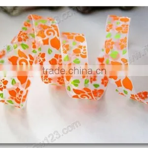 Printed Organza Ribbon Fabric Painting Flowers thumbnail-1