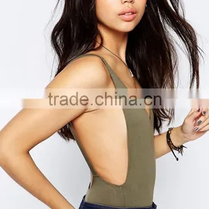 Custom Made Women Tank Bodysuit With Scoop Back Plain Design Low Back Sexy Bodysuit Underwear thumbnail-3