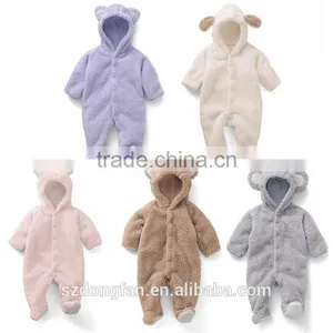 Cute Winter Warm Coral Fleece Baby Romper Cartoon Jumpsuit Overall Long Sleeve Baby Clothing Baby Carters Romper thumbnail-1