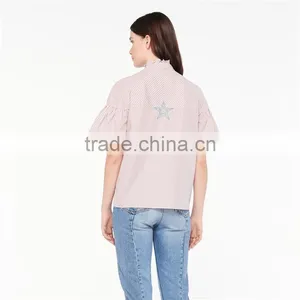 2017 OEM Loose-fitting Grandad-style Neckline Blouse Cloth Online thumbnail-3