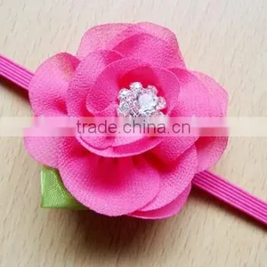 New Born Baby Girl Headband, Small Chiffon Flower Baby Headband thumbnail-2