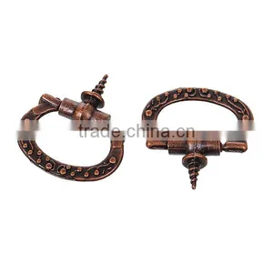 Zinc Based Alloy Oval Antique Copper Pattern Carved Jewelry Wooden Box Pull Handle Knobs thumbnail-1