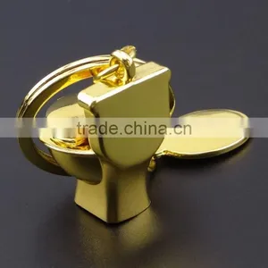Top Quanlity Accessory Keyring Golden NEW Keyfob Funny 3D Toilet Keychain thumbnail-2