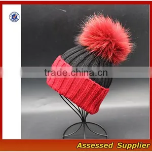 Custom Fashion Real Raccoon Fur Pom Pom Hat Beanie Cap for Wholesale Free Samples-T69-ZT thumbnail-2
