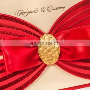 Luxury Greeting Card 6005 Free Customized Printing Red Wedding Invitation Cards thumbnail-3