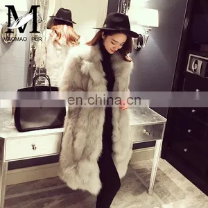 European Style Top Selling Real Fox Fur Products Cheap Women Knee Length Winter Coat thumbnail-1