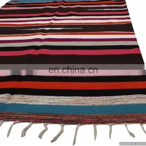 Indian Cotton Rugs Ethnic Home Decor Dariya Bohemian Decorative Carpet Hand Woven Durries thumbnail-3