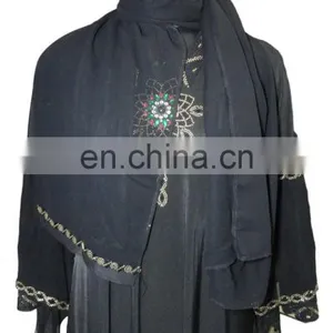 Women African Style Abaya / Latest Black And Golden Diamond Stone Work Embroidery Burkha/ Latest New York Fashion (dubai Abaya) thumbnail-5