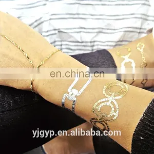 Hand Bracelet Glitter Metallic Gold Temporary Body Tattoo Sticker thumbnail-1