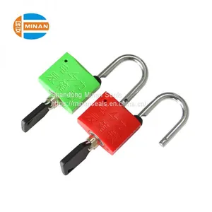 MA - PD 8004 25 mm Logo and Bar Code Printed Security Steel Shackle Plastic Padlock Seal With Master Key thumbnail-2