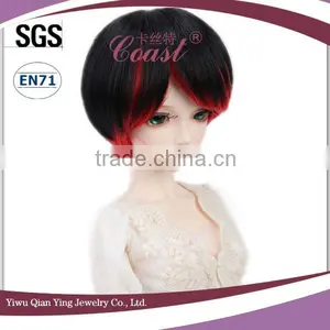 Short Straight Black and Red Bob Cut 1 BJD Doll Wigs thumbnail-3