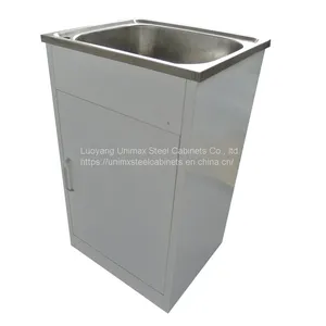 Laundry Tub Kitchen Cabinet, Single Bowl, L580xw450xh830mm, Brown/White thumbnail-2
