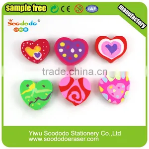 Kids Extruded Office Love Heart Shaped Flat Erasers thumbnail-3