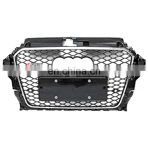 RS3 Front Bumper Grill for Audi A3 Material Black RS3 High Quality Radiator Center Honeycomb Grills no LOGO Style 2014 2015 2016 thumbnail-2