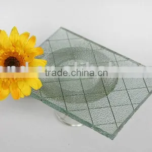 Laminated Diamond Embossed Folder Clear Wire Glass for Fire-proof Door and Windows thumbnail-1