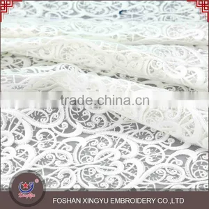 Latest Fashion Top Quality 3d Embroidery White QMilch Embroidered Organza Fabric for Women Cloth thumbnail-6