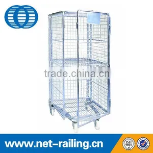 Logistics Foldable Metal Wire Mesh Roll Cage Cart for Sale thumbnail-1