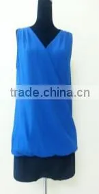 Blue Chiffon Sleeveless Blouse thumbnail-1