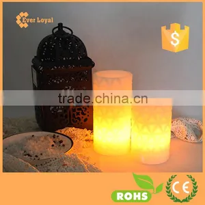 Rhombus Pattern Carving Pure White LED Candle Light With Button Battery Operated thumbnail-1