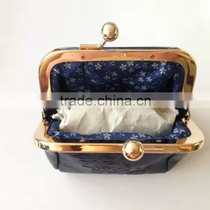 Lady's Mini PU Leather Coin Purse With Ball Clasp Metal Frame thumbnail-4