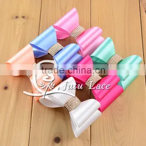 7cm Large Satin Rhinestone Hair Bow, Handmade Baby Garment Collar Accessories thumbnail-1