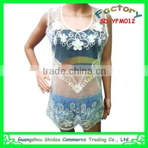 Women Blouses Summer Tank Tops Designs Embroidery Blouses thumbnail-5