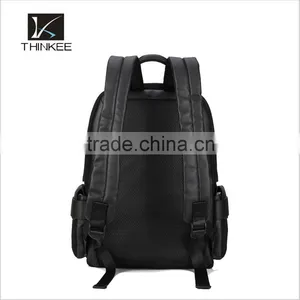Fashion Black pu Coted Canvas High Quality School Backpack Bags thumbnail-3