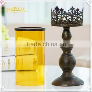 Morocco Bronze Candlestick Vintage Wrought Iron Glass Home Deco thumbnail-6
