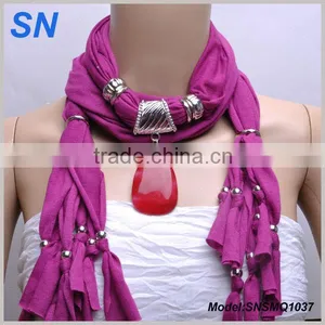 Red Stone Necklace Jewelry Scarf thumbnail-1