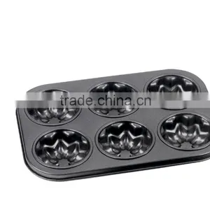LFGB Approved Carbon Steel Non-stick Cake Pans of Muffin Pan With 6 Cups thumbnail-2