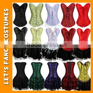 PGWC2597 Sexy Womens Halloween Lace up Boned Corset Tutu Fancy Dress Outfit Costume S-XXL thumbnail-1