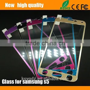 2.5D Color Brushed Metal Tempered Glass Screen Protector Guard for Samsung S5 thumbnail-2