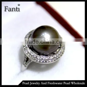 Black Pearl Price Natural Pearl Ring Real 925 Silver Ring thumbnail-1