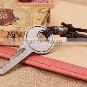 Rock Mens Retro Big Alloy Key Pendant Leather Necklace Jewelry Key Leather Necklace thumbnail-3