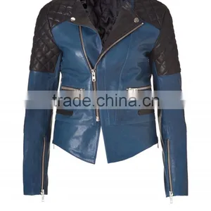 Ladies Fashion Biker Leather Jacket Black thumbnail-1