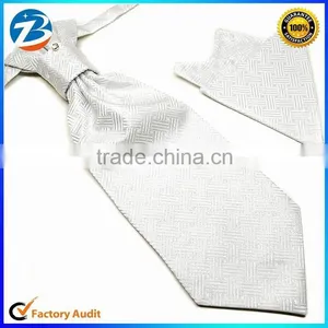 HOT SALE Classical Light Color Designs Mens Ascot Ties and Hanky Set thumbnail-2