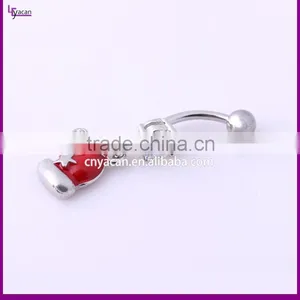 Wholesale Hot Sale Red Christmas Charms Hat Piercing Jewelry thumbnail-2