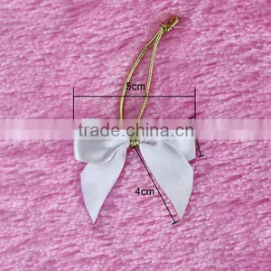 Factory High Quality Wholesale Pink Pre-tied Satin Ribbon Bow With Elastic Loop thumbnail-1