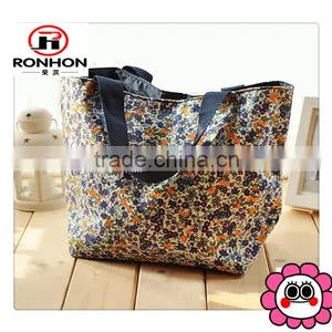 Floral Printing Canvas Women Tote Bag Portable Shopping Bag thumbnail-1