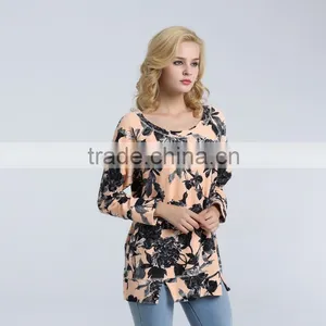 Women's Loose Knit Sweatshirt With Printed Floral thumbnail-5