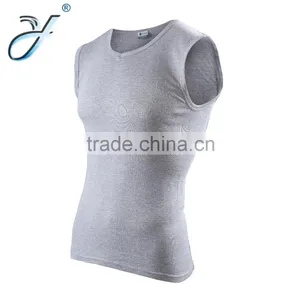 High Quality Men's Sleeveless Cotton White Fitness Tank Tops and Vest thumbnail-2