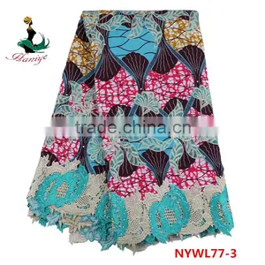 Haniye Wax With Lace Fabric Super Wax Print Fabrics With Guipure Embroidery Lace thumbnail-2