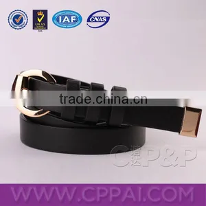 Classic Black Simple Gold Metal Belt Buckle Women Leather Belt thumbnail-1