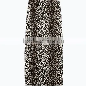 Guangzhou Supplier Sexy Ankle-Length Leopard Print Straight Skirts Fashion Women Long Skirts Customized thumbnail-1