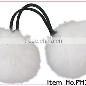 Fur Ball Hair Scrunchie ,hair Elastic Bands With Ball thumbnail-1