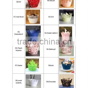 Laser Cut Hollow Out Pearl Party Greaseproof Paper Wedding Cup Cake Wrapper thumbnail-1