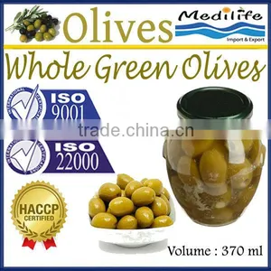 High Quality 100% Tunisian Table Olives,Whole Green,Table Green Olives 370 ml Glass Jar thumbnail-1